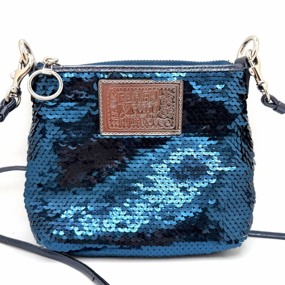 Coach Handbags - Vintage Coach Poppy Blue Sequin Crossbody Bag | Y2K Era